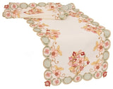 Primrose Embroidered Cutwork Table Runner, White, 15''x90''