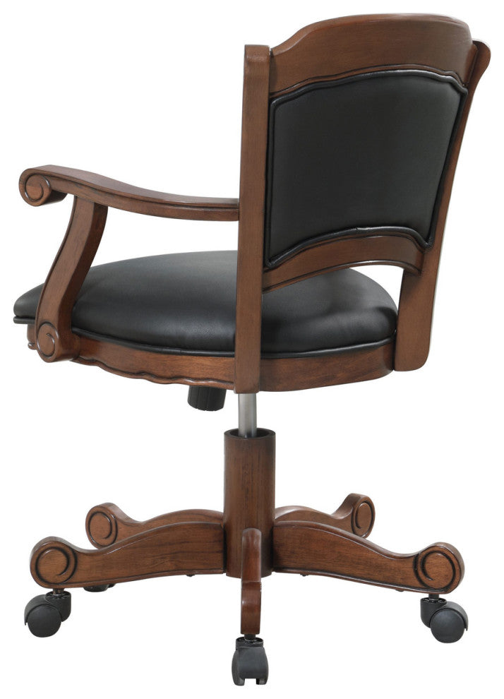 Black Leatherette Arm Chair, Tobacco