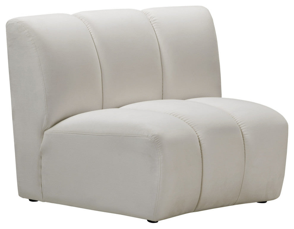Infinity Channel Tufted Velvet Modular Chair, Cream, 1 Piece