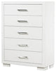 Coaster Jessica Contemporary Wood 5-Drawer Rectangular Chest in White