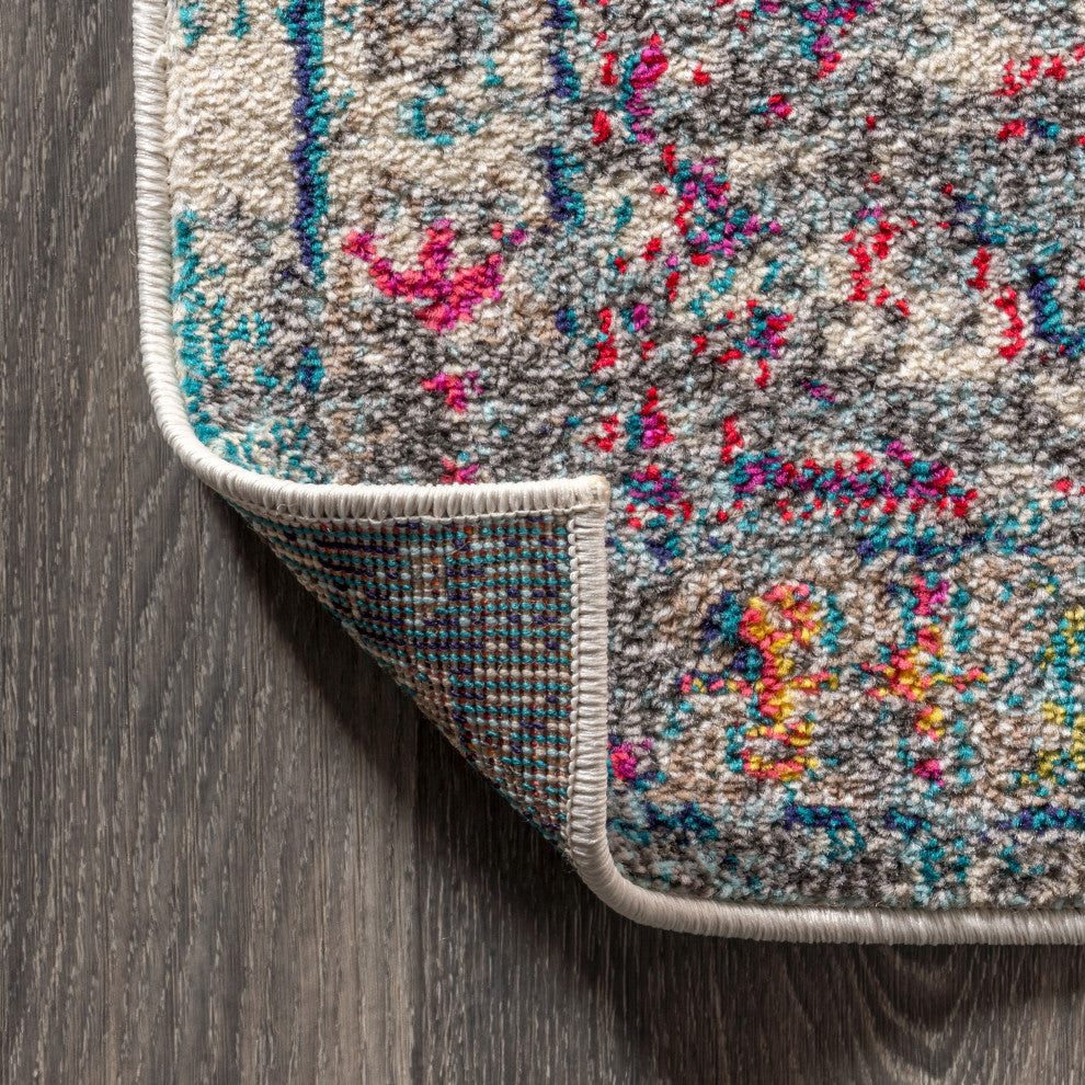 Bohemian Flair Boho Vintage Faded Area Rug, Navy/Cream, 5x8