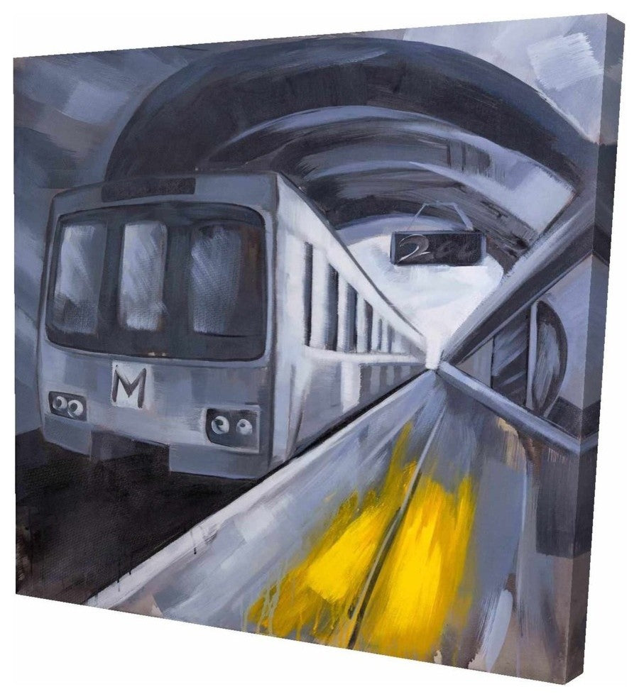 Subway In a Metro, Fine Art Gallery Wrapped Canvas, 24"x24"