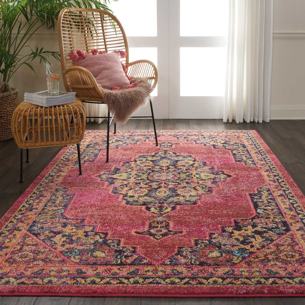 Nourison Passionate Pink Flame Area Rug, 6'7"x9'6"