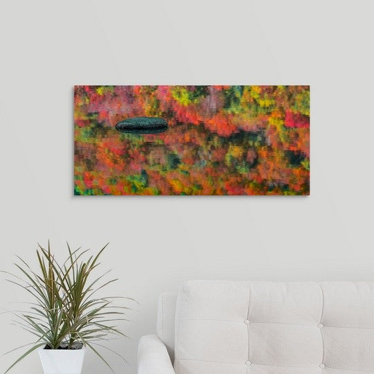 "Adirondack Lake Fall Rock" Wrapped Canvas Art Print, 30"x14"x1.5"