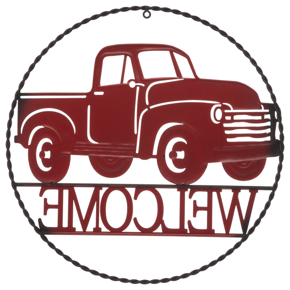 20"D Farmhouse Metal Truck Welcome Wall Decor