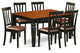 Wean7-Bch-Lc, 7-Piece Kitchen Table Set With Table and 6 Leather Chairs, Black