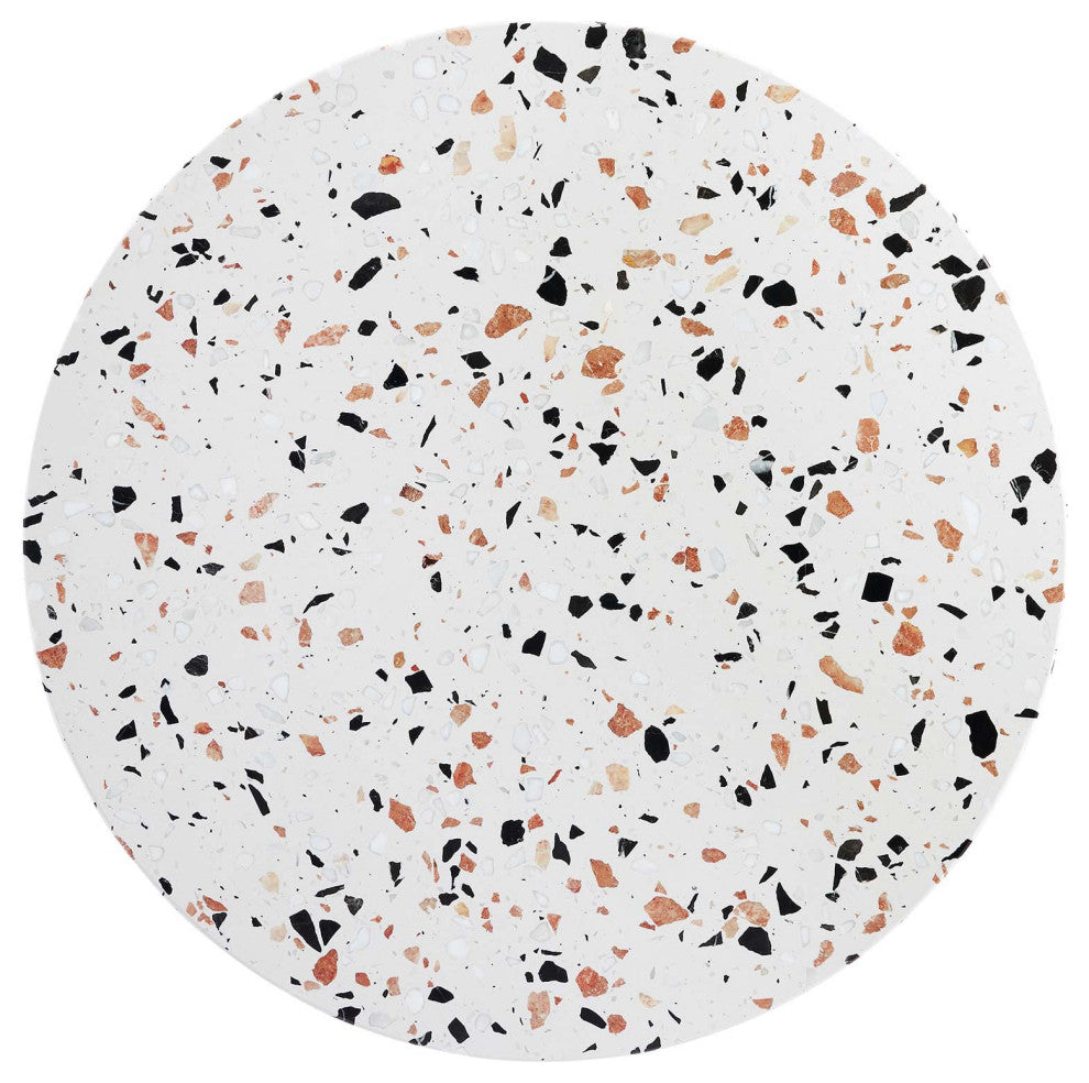 Lippa 28" Round Terrazzo Dining Table, Black White