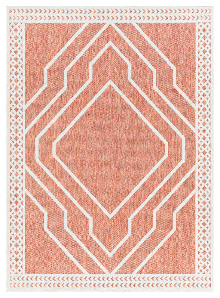 San diego SFG-2357 Burnt Orange Indoor/Outdoor 6'7" x 9' Rug