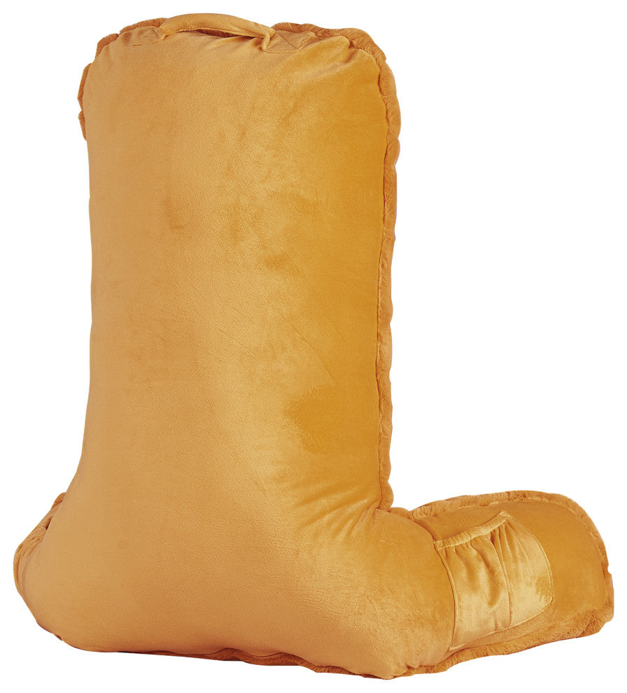 Fox Faux Fur Bedrest, Needs Assembly, Burnt Orange, 28"x30"x17"