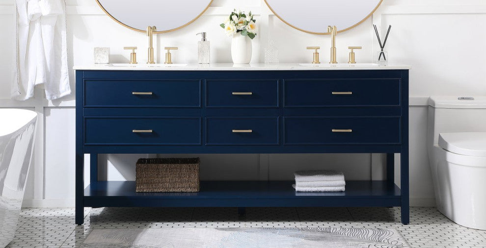 Sally 72" Double Bathroom Vanity, Blue