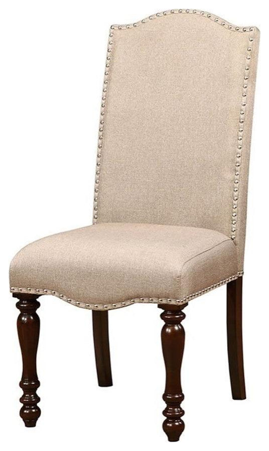 Furniture of America Minard Fabric Dining Chair in Antique Cherry (Set of 2)