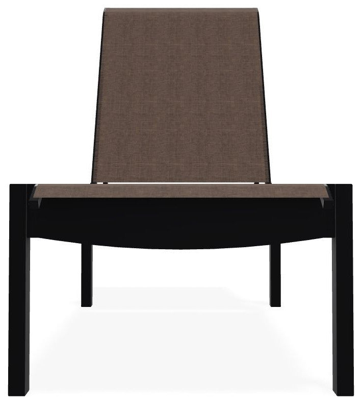 Leeward Sling Stackable Outdoor Chaise Lounge, Mocha/Black