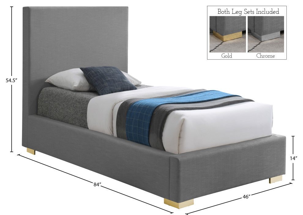 Crosby Linen Upholstered Bed, Gray, Twin