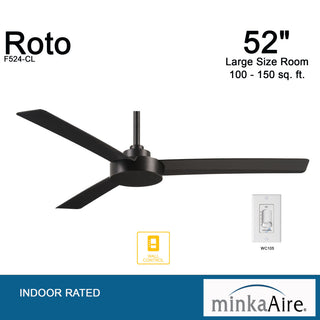 Minka Aire Roto 52" Ceiling Fan With 4-Speed Wall Control, Coal