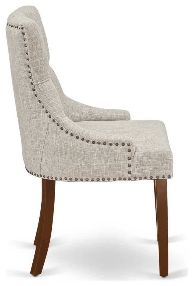 Friona Parson Chair With Mahogany Leg And Linen Fabric Doeskin Set of 2