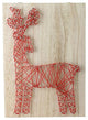 11" "Crazy String" Wood and Red Reindeer Wall Decoration