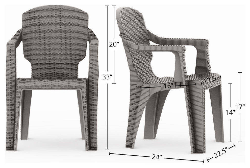 Calista Outdoor Patio Chairs, Set of 2, Gray
