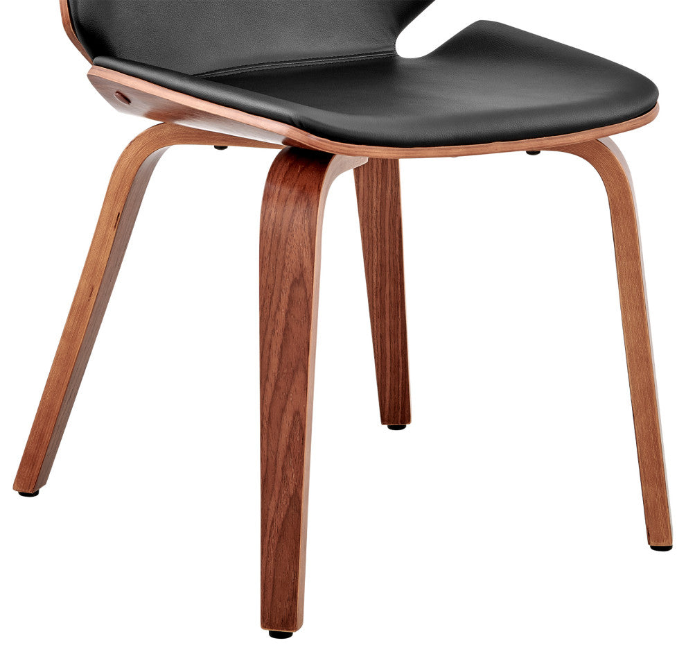 Benzara BM248195 Leatherette Dining Chair With Slightly Curved Seat, Black