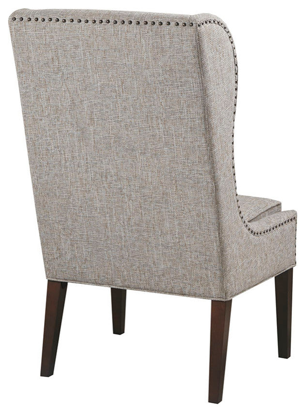 Madison Park Garbo High Winged Dining Chair, Light Grey