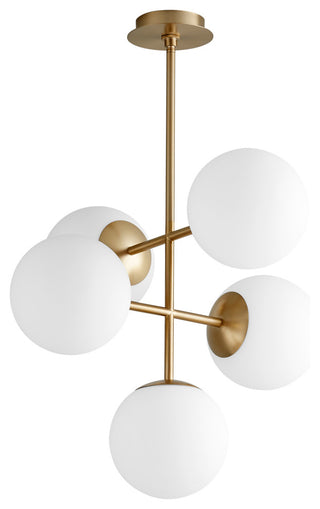Oxygen Lighting 3-681-40 Nebula 5-Light Pendant Light, Aged Brass
