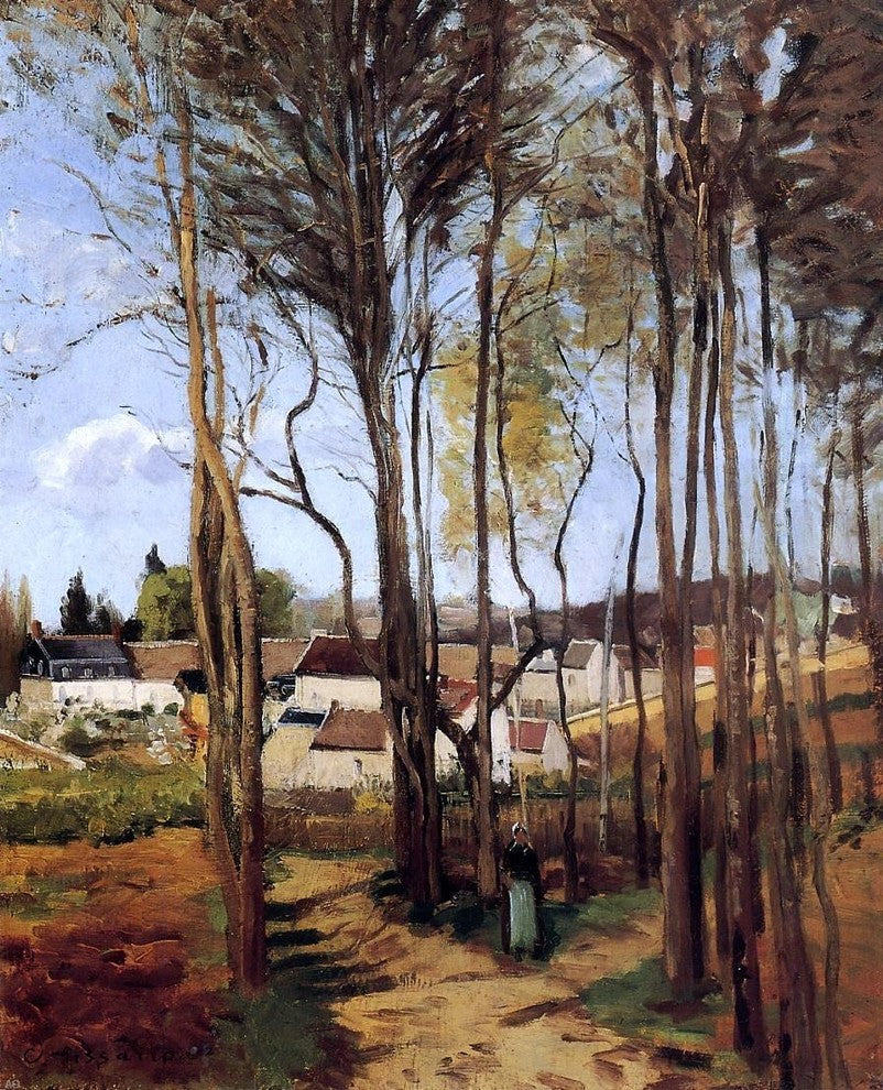 Camille Pissarro A Village Through the Trees, Gallery Wrapped Canvas, 20"x25"