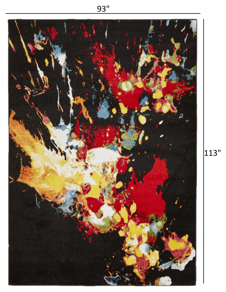 8" x 9" Black Abstract Explosion Area Rug