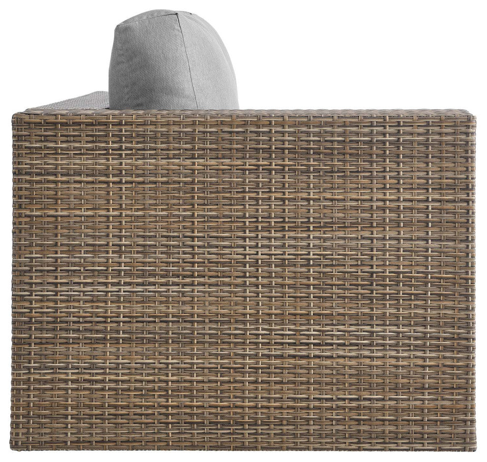 Outdoor Patio Outdoor Patio Sectional Sofa and Ottoman Set, Cappuccino Gray