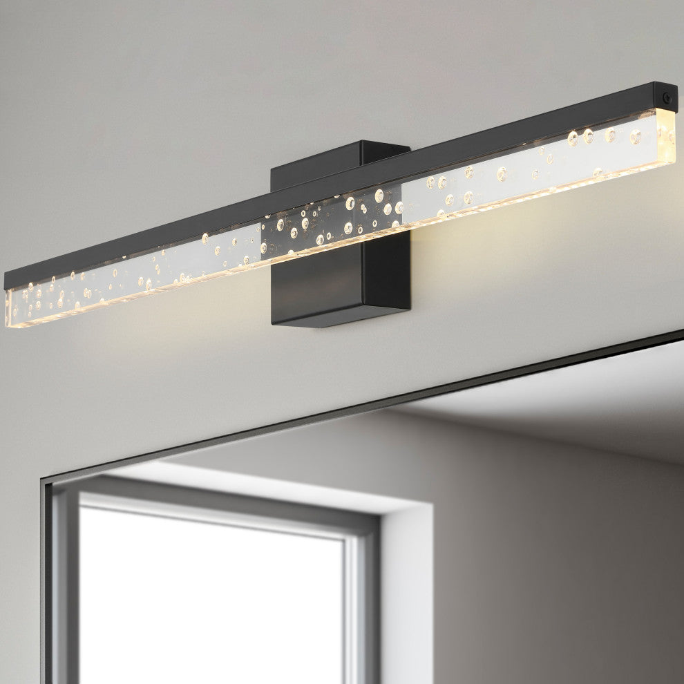 Mario 22" 1-Light 360-Degree Rotatable Integrated LED, Black/Clear, Width: 30"