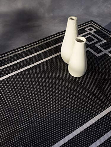 Outdoor Collection Oriental Area Rug - UV Safe Rug, Black, 5'3"x7'6"