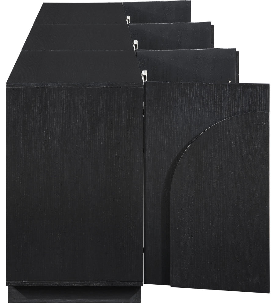 Navona Oak Veneer Sideboards / Buffet, Black, 3pc