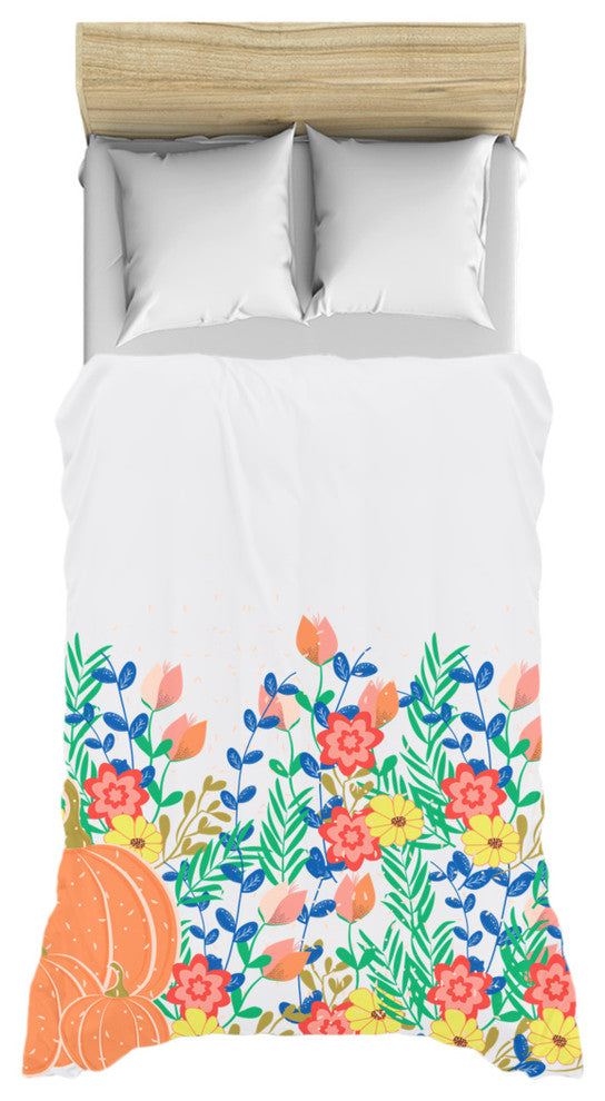 Pumpkin and Floral Duvet Covers, Twin