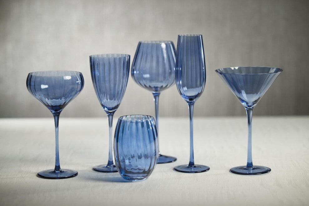 Malden Optic Cocktail Glasses, Set of 4, Blue Azure