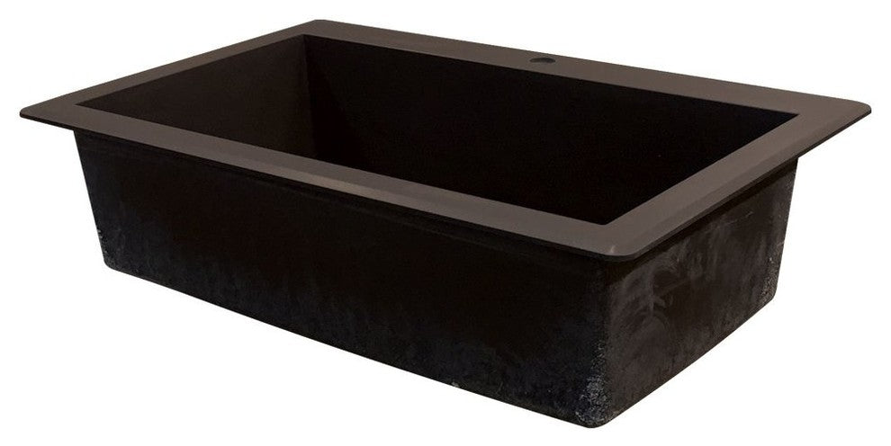 Radius 33" silQ Granite Single Bowl Kitchen Sink with 3 Holes in Espresso