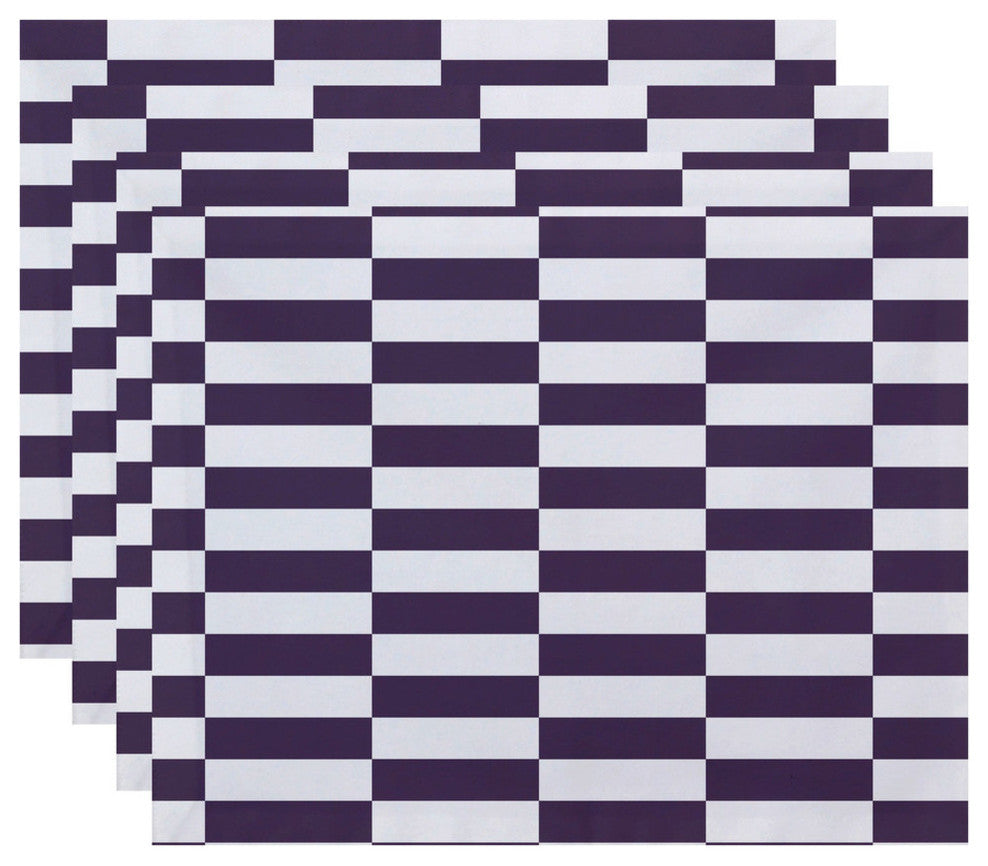 Stair Stepping Stripes Print Placement, Larkspur, Set of 4