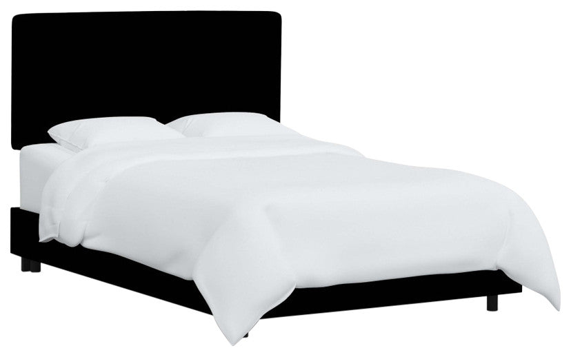 Square Upholstered Bed, Velvet Aubergine, Full