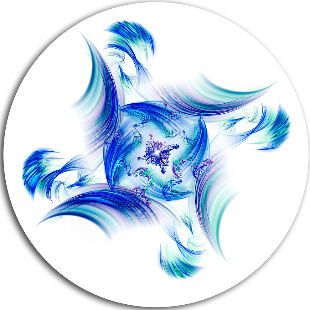 Rotation Of Small Universe Blue Flower, Floral Disc Metal Wall Art, 23"
