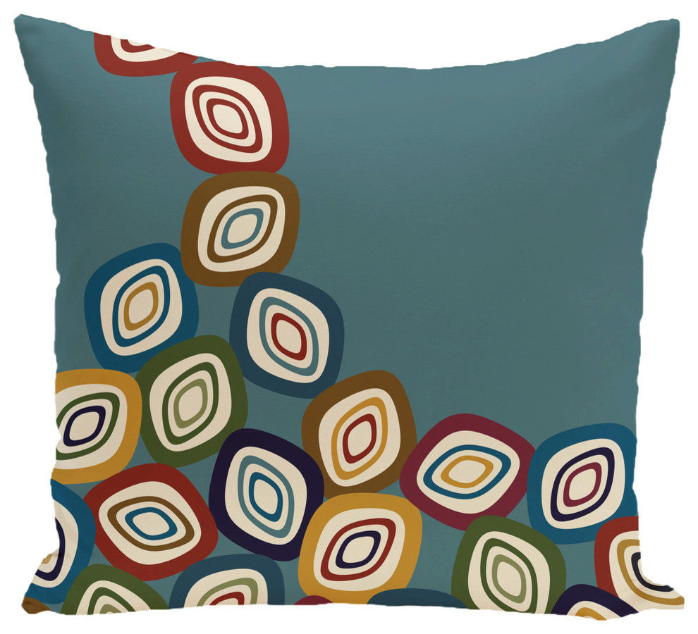 Falling Leaves Geometric Print Pillow, Teal, 20"x20"