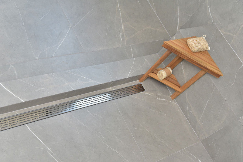 Side Outlet Linear Shower Drain, Serene Drains, 48", Broken Lane