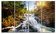 Waterfall through the Forest, Landscape Canvas Art Print, 48"x28", 4 Panels