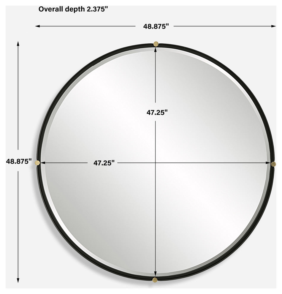 Uttermost 09939 Bonded 48-7/8" Diameter Circular Beveled Accent - Black