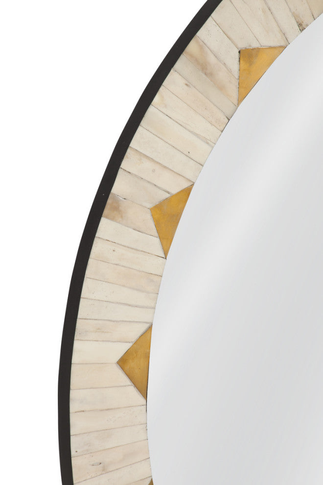 Global Wall Mirror - Gold /White Bone