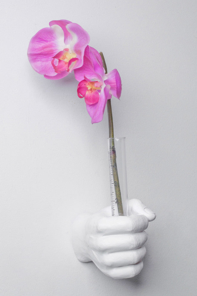 Interior Illusions Plus White Flower Vase Grip Hand, 7" Long