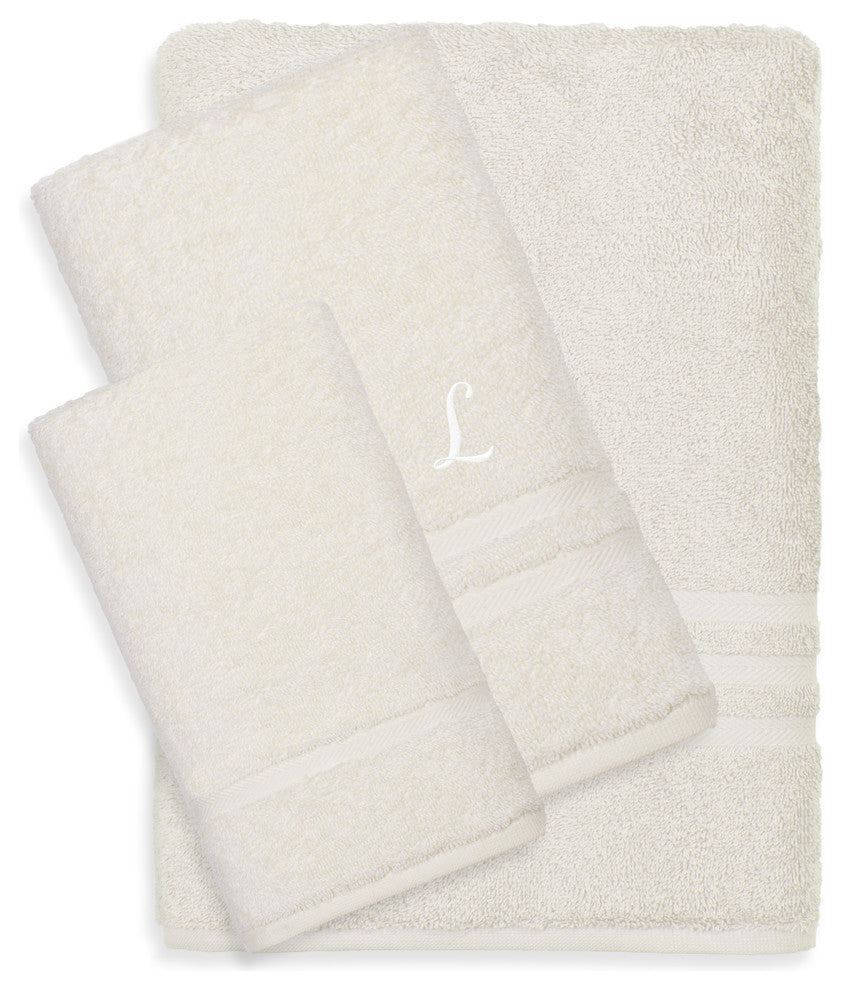 Denzi 3-Piece Towel Set Monogrammed Letter, L