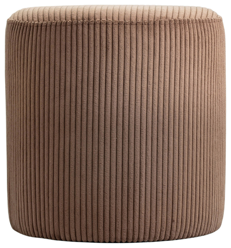 Roy Microsuede Fabric Upholsetered Ottoman/Stool, Brown, Round