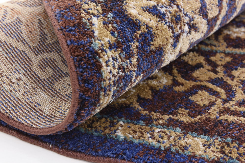 Unique Loom Dark Blue Augustus Milan 5' 0 x 5' 0 Round Rug