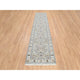 Light Blue, Nain 250 KPSI, Wool and Silk Hand Knotted Runner Rug, 2'6"x13'9"