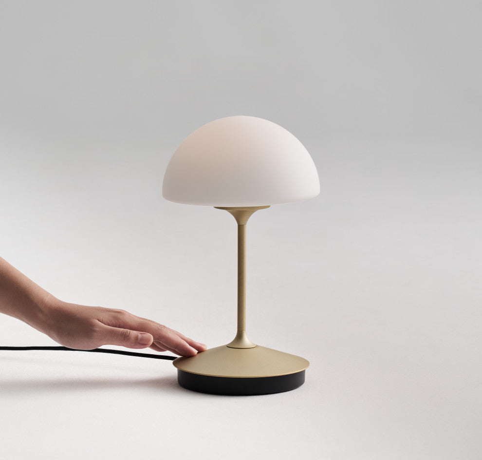 Pensee LED Table Lamp, Matt Opal Glass/ Champagne Gold
