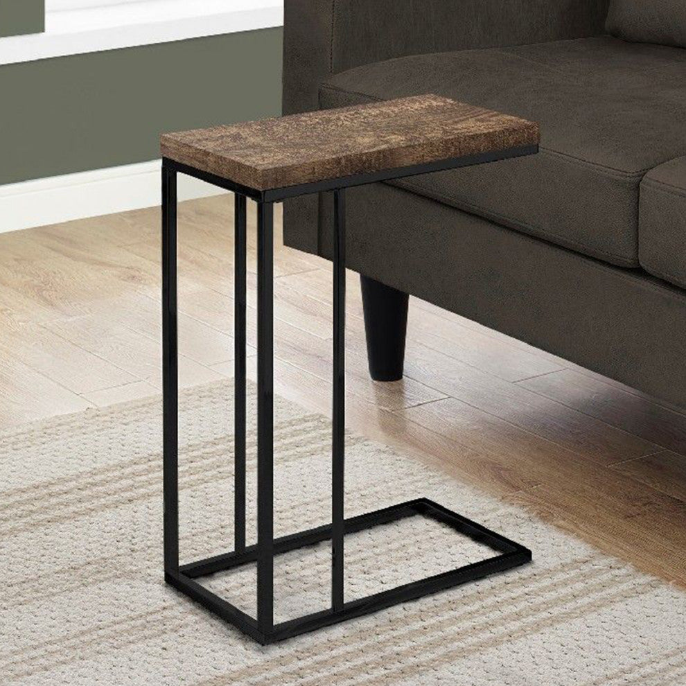 HomeRoots 18.25" x 10.25" x 25.25" BrownBlack Particle Board Metal Accent Table