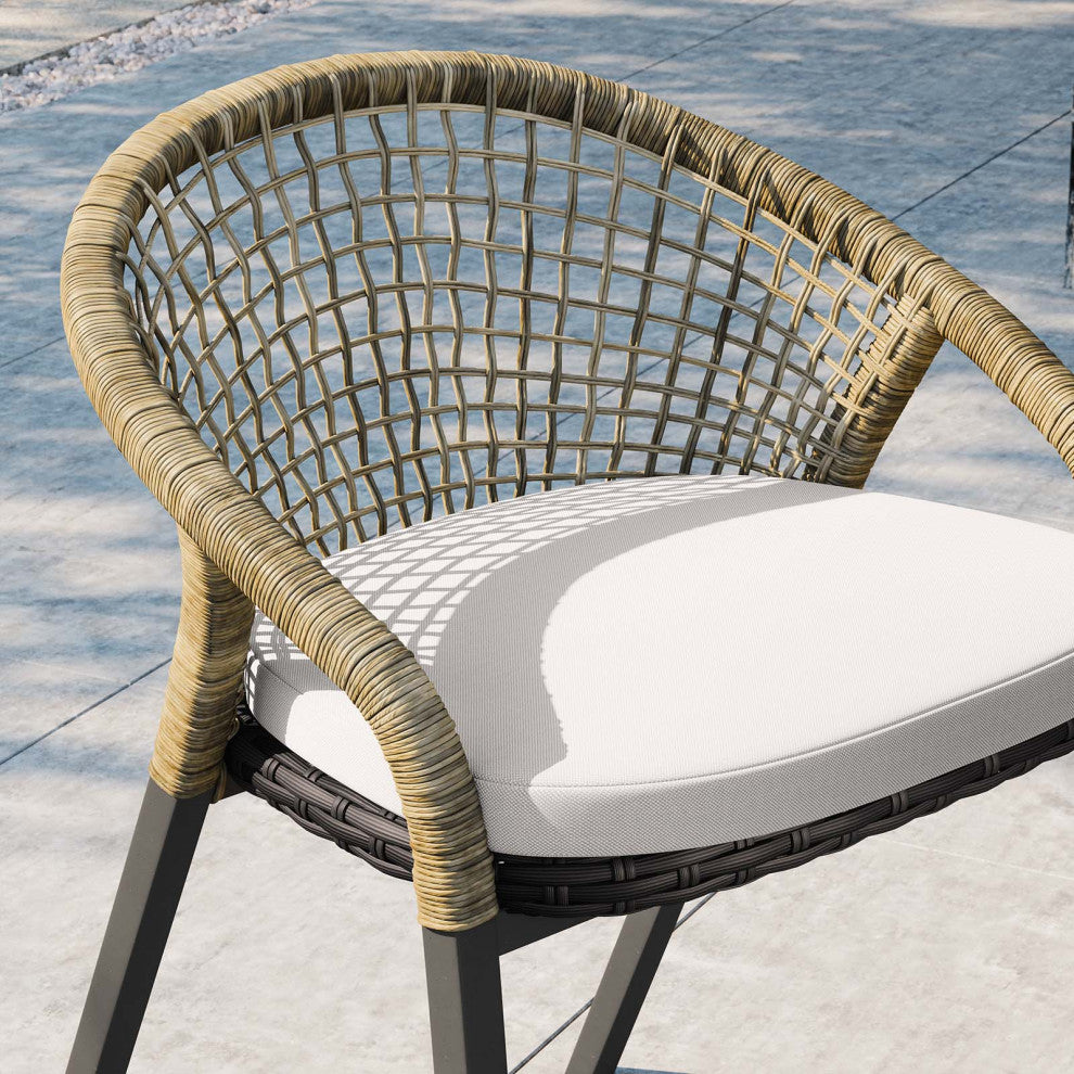 Meadow Outdoor Patio Dining Chairs Set of 2, Natural White