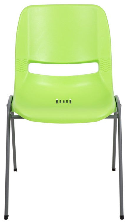 5 Pack Multipurpose Chair, Stackable Design With Plastic Seat & Back, Green